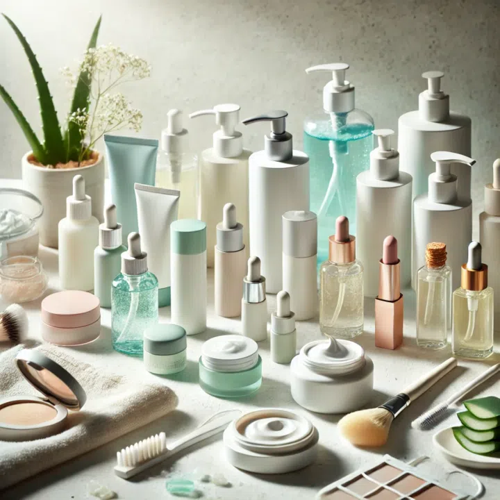 diverse range of cosmetic products suitable for sensitive and acne-prone skin