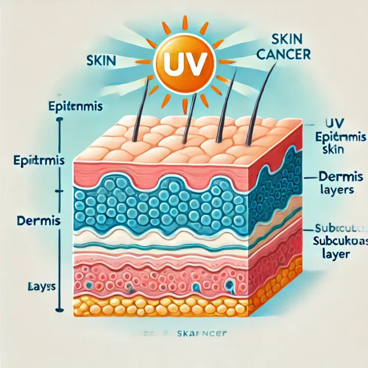 e impact of UV damage on skin layers and the development of skin cancer